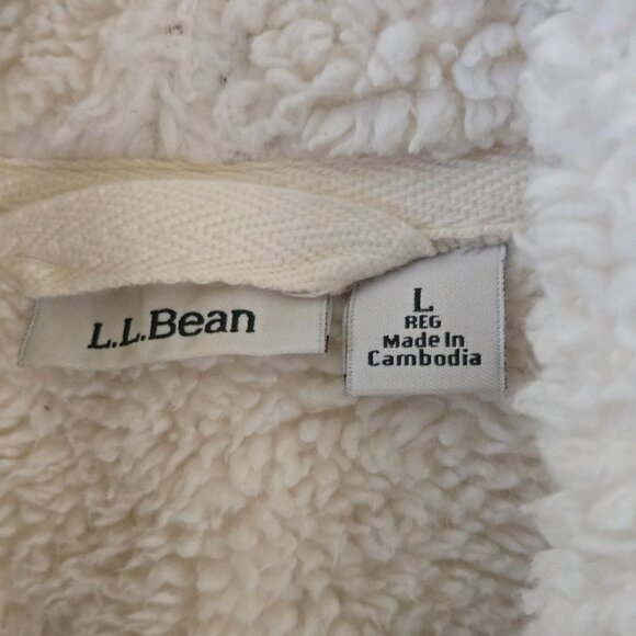 L.L. Bean 1912 Sherpa Lined Cardigan Jacket  Oatmeal Heather Size L - Picture 8 of 9
